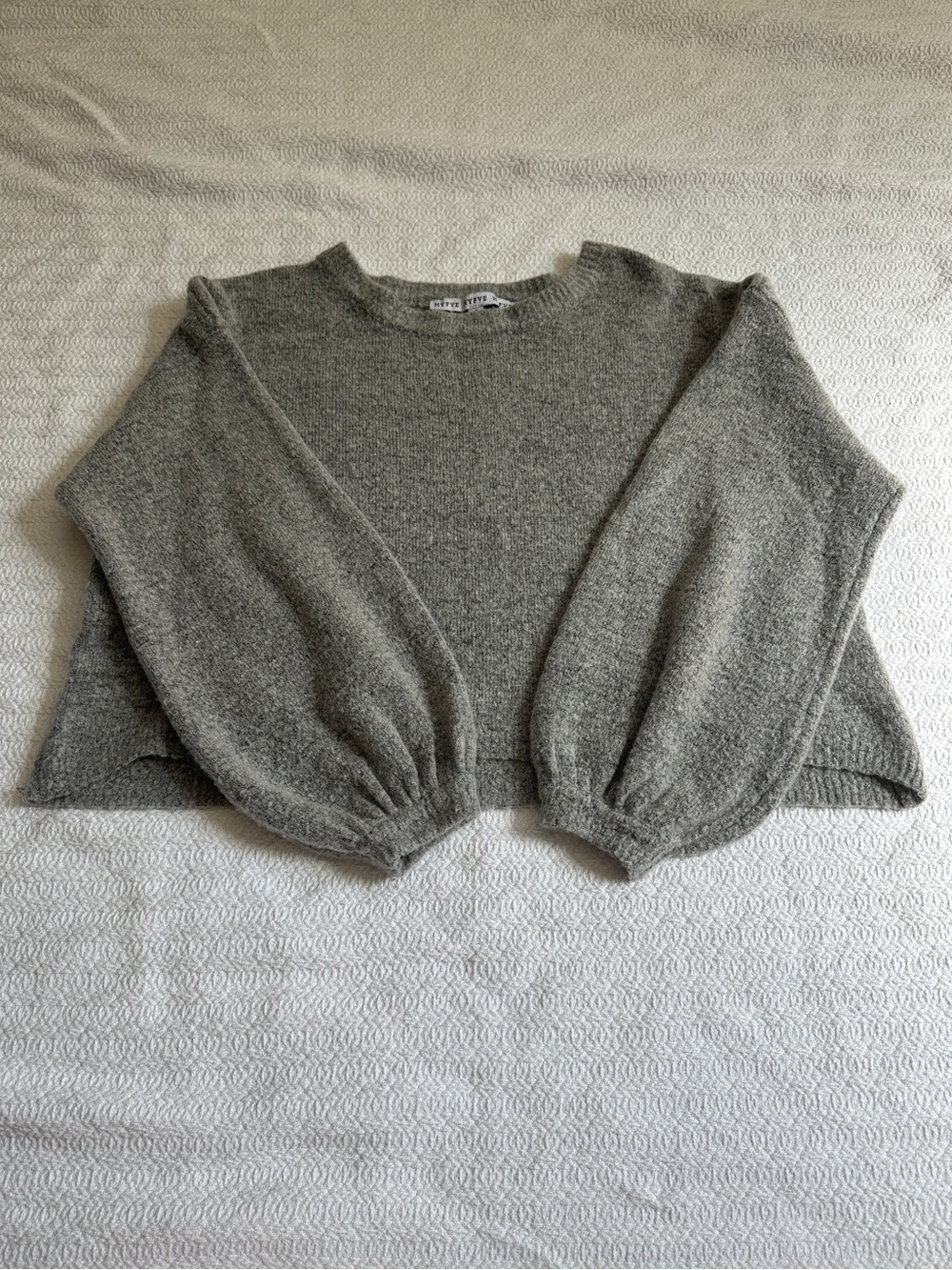 HYFVE Heather Gray Balloon Sleeve Crewneck Sweater